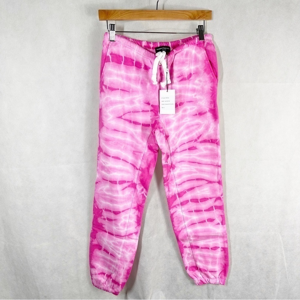 Generation Love Isla Tie Dye Ankle Length Cropped Jogger Size Small Pink White